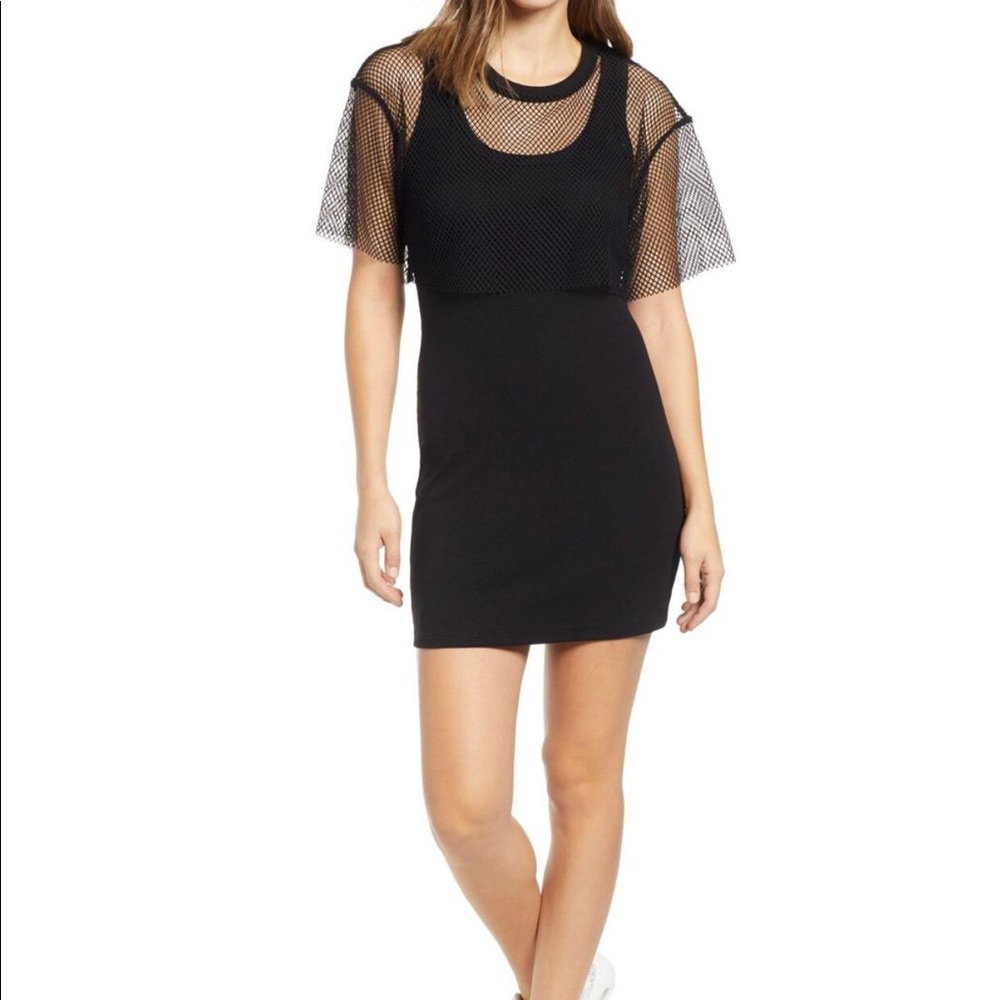 NWT Kendall + Kylie rib tank dress w/ fish net🖤 - Picture 1 of 8